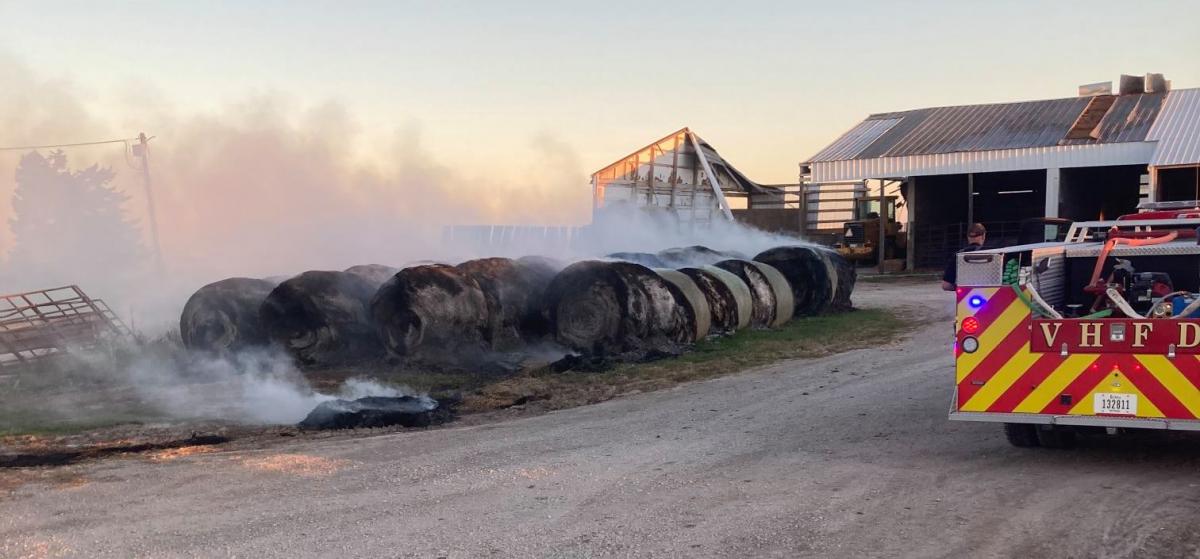 Farmers in the Van Horne area have been targeted by someone lighting hay bales on fire