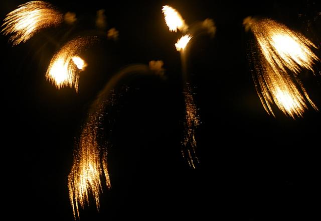 Fireworks descend in honor of the 10th anniversary of 9/11