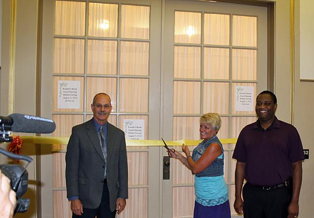Cutting the ribbon: Supt. Steve Gettel, Mayor Pro Tem Tami Stark and City Manager Chris Ward.