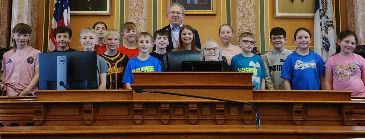 4th grade Students from Central Lutheran School, Newhall have field trip to the Capitol. Seated is teacher Mrs. Melanie Maddick.