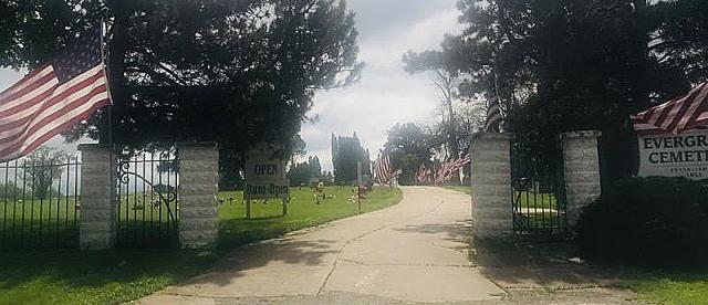 Evergreen Cemetery proudly displays the American Flag on this Memorial Day honoring fallen veterans