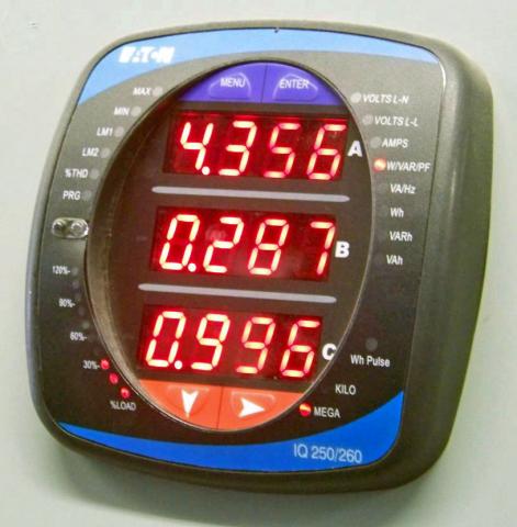A gauge shows how much electricity the generator produces. One unit can power the town most days.