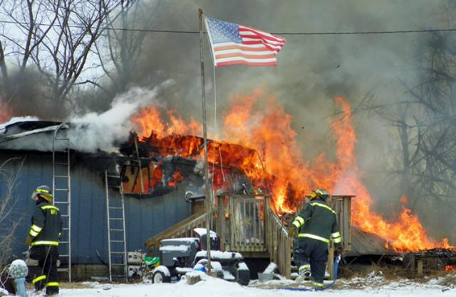 Fire destroyed the home of Lester and Donna Geiger in rural Brandon Wednesday afternoon.