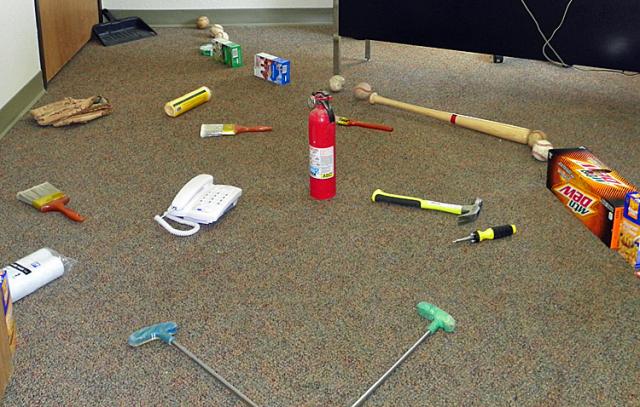 Tools of volunteers dot the Mini-Masters course at the Benton County Volunteer Program office.