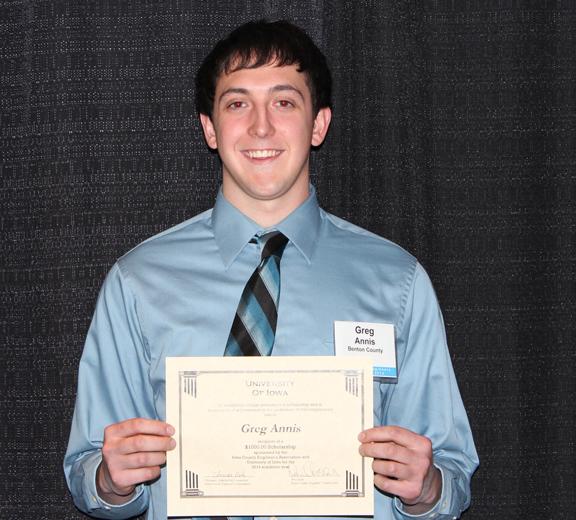 Greg Annis was awarded a scholarship from Iowa County Engineers Assoc at their annual conference