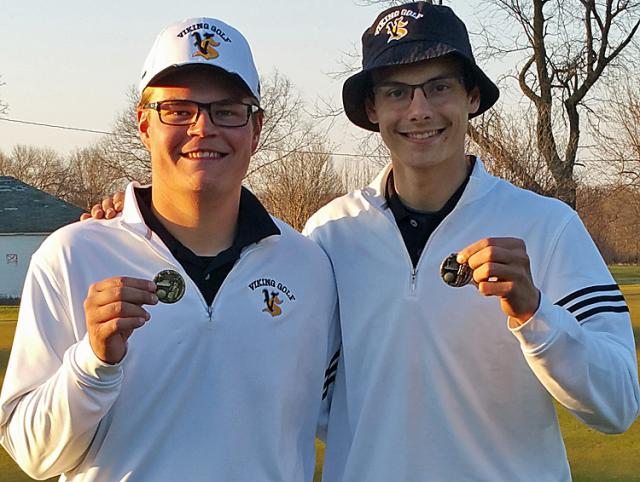 Grant Noren (37) and Tyler Stueck (36) led Viking golfers to victory Tuesday.