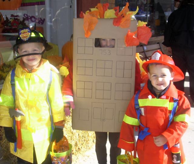 The Dickinson kids were firefighters and burning building.