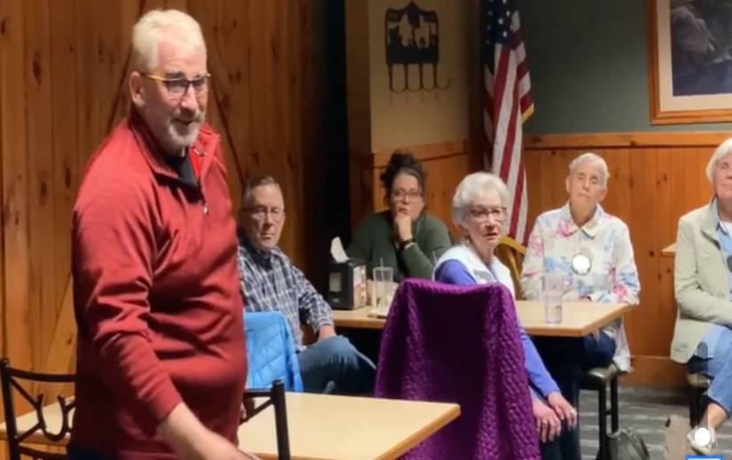 Jeff Garner of Hobart Historic Restoration answers questions with the local Kiwanis Club