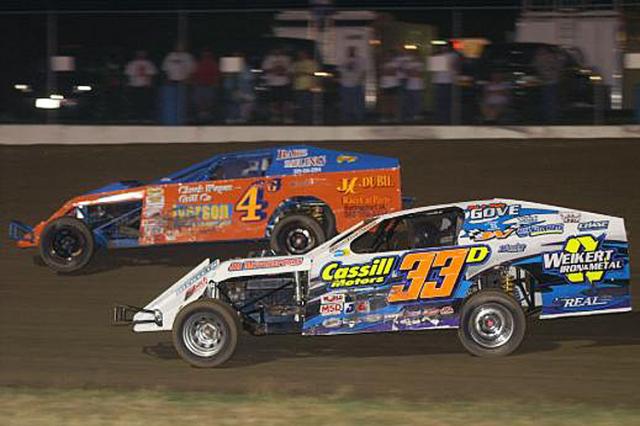 Scott Hogan races at Burlington, where he is the Modified points champion.