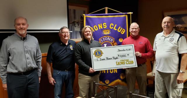 The VINTON Lions Club donated to the Eastern Iowa Honor Flight program
