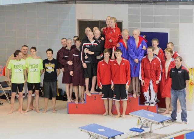 Jake Stodola, Brandon Tharp, John Levis, Tyler Naughton receive 6th place in the 200 Medley Relay