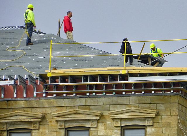 Spring weather has allowed rebuilding of the IBSSS roof to resume.