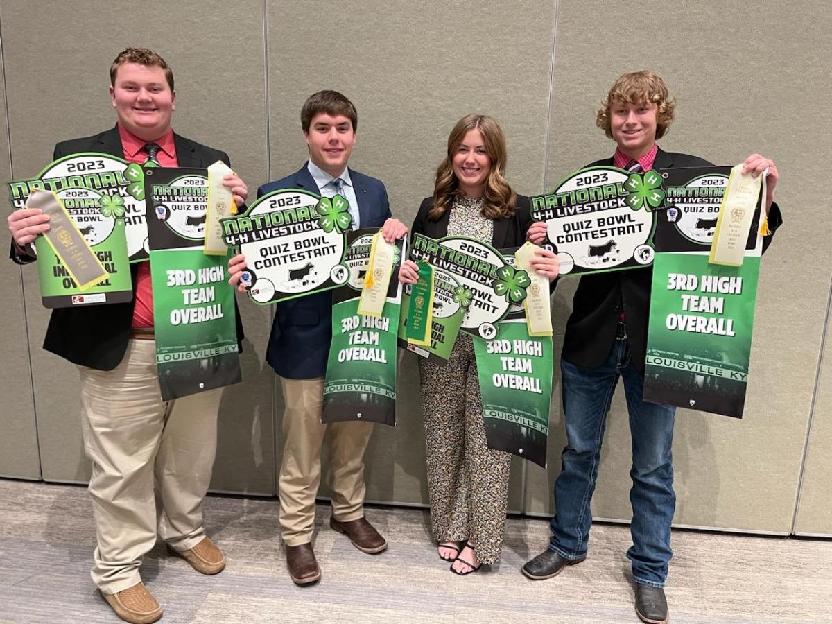 Steiger Manson, Josh Wiley, Olivia Hanson and William Kroneman place 3rd in the Nation in 4-H Competition
