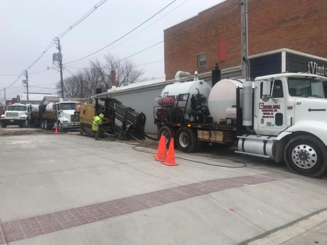 iVinton crews were busy connecting the downtown with conduit running it to the businesses last week.