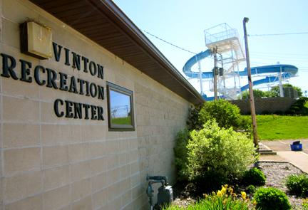 Vinton Parks and Recreation Department rec building and slide