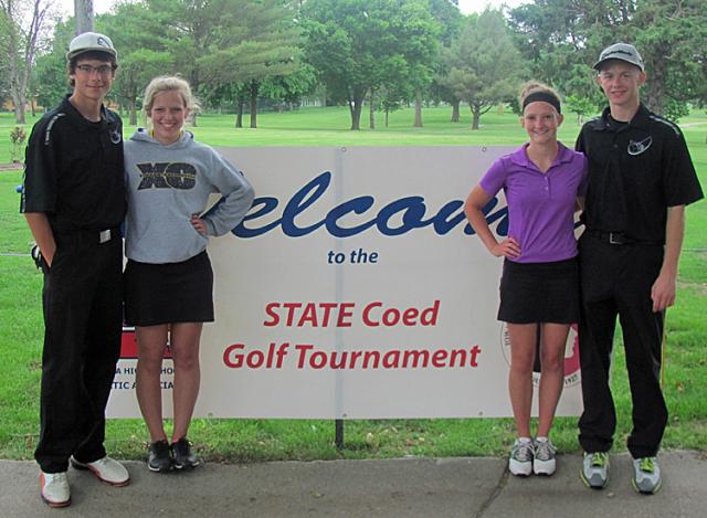 Coed State Golf: Sophomores Tyler Stueck and Lauren Tandy and Seniors Mara Jessen and Dylan Rippel.