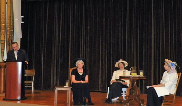 Dave Gates, Nancy Beckman, Barb Beau and Carolyn Hibbs re-enact IBSSS history.