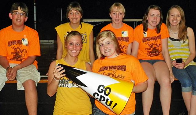 Members of the CPU Biology Club helped organize the effort to set a world jumping jacks record.