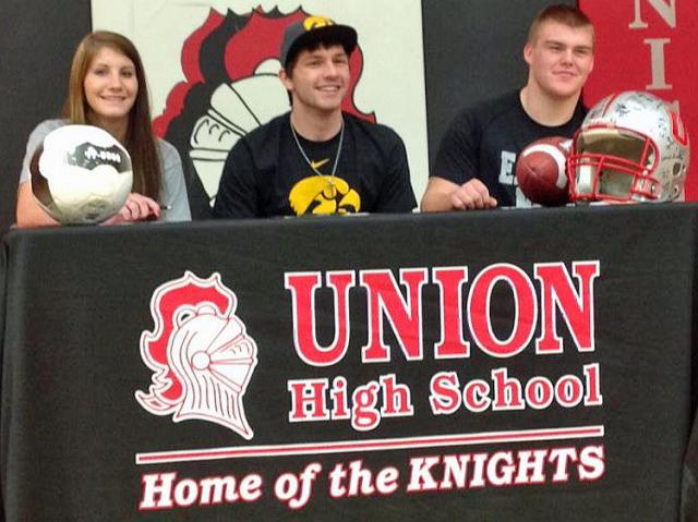 Union's Kylie Powell, Trev Hadachek and Josh Clark made college commitments this week.