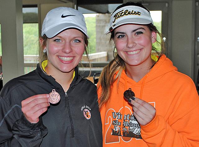 Lauren Tandy and Kati Kilpatrick led the Vikettes at the Wamac Super Meet.