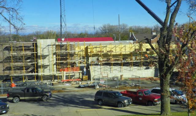 The view of the LEC project from a courthouse stairwell window.