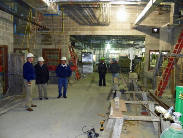 The LEC is full of construction materials and equipment.
