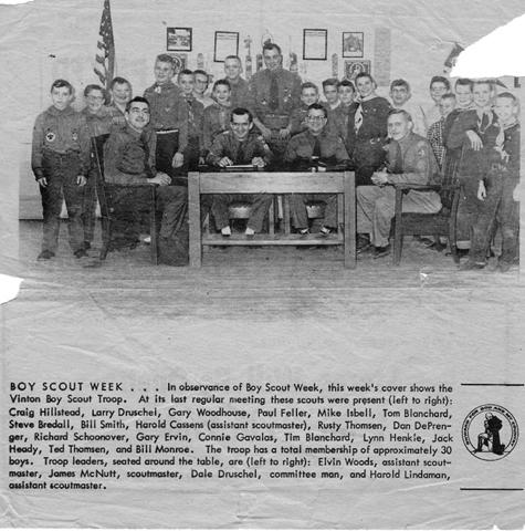 Vinton Lions pays the annual fees for Vinton Boy Scouts Troop 47 charter since 1932, many now Lions