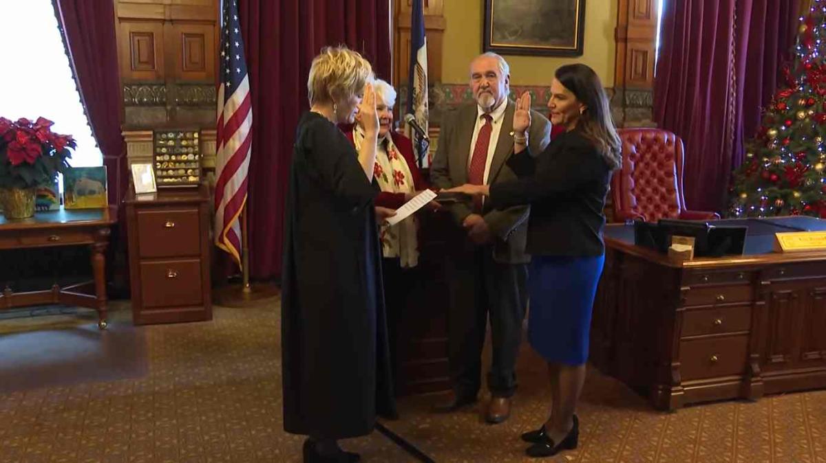 Lieutenant Governor of Iowa. Chris Cournoyer being sworn into office