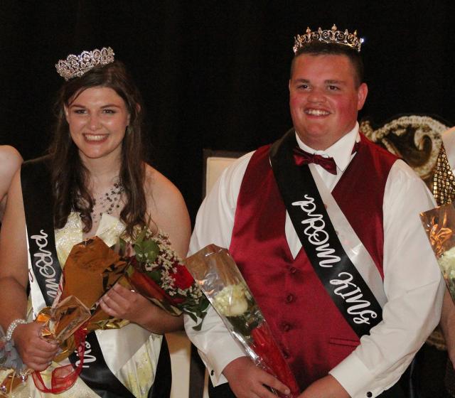 Queen Madi (Atkinson) and King Julius (JJ Sloop) reign over Vinton-Shellburg's Prom Saturday night.