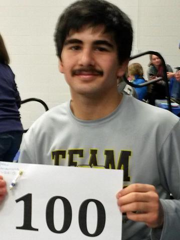 Max Wehage earned his 100th win (and another pin) at the Anamosa duals.
