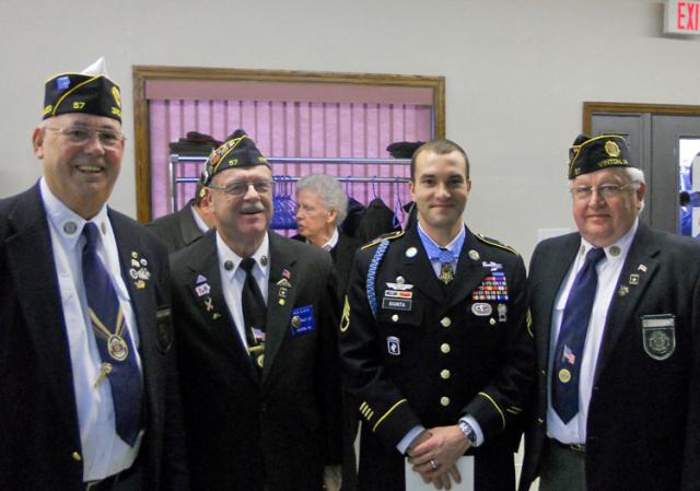 Vinton vets Roger Uthoff, Ken Silker & Larry Driscol with Medal of Honor recipient Sgt. Sal Giunta.