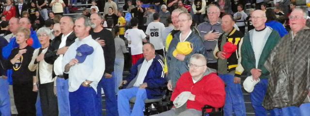 Mike Hibbs (seated in red jacket) joined his former teammates for a reunion in 2010.