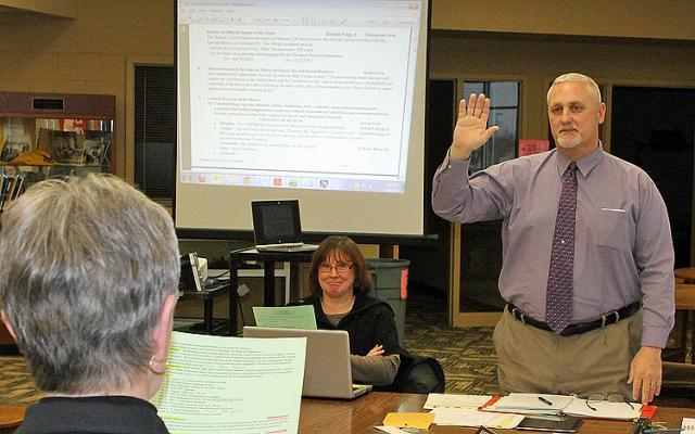 Mike Timmermans, will recite the oath of office for the third time in one year next month.