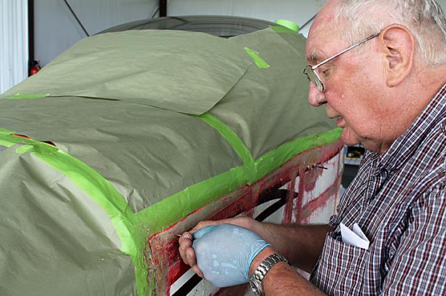 John Stiegelmeyer has begun repairing his plane, following a runway deer incident that damaged it.