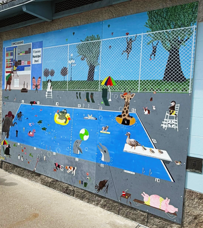 This new mural can be found at the Vinton Pool, courtesy of the Vinton Guild of Fine Arts