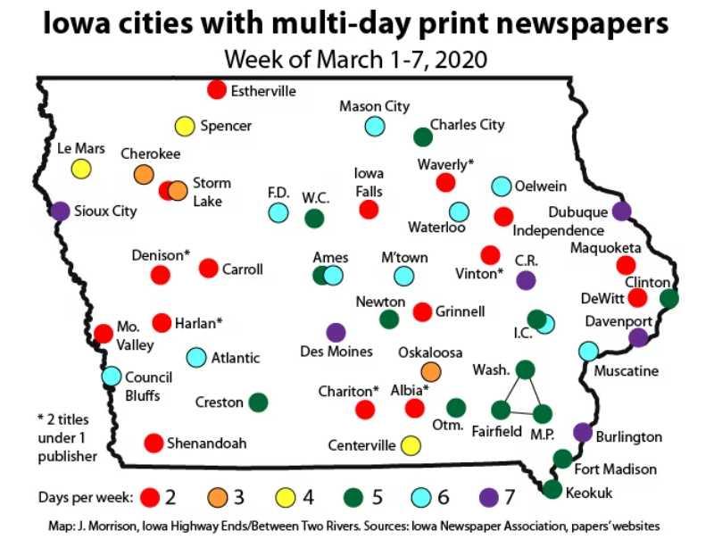 Jeff Morrison created this map of newspapers across the state.