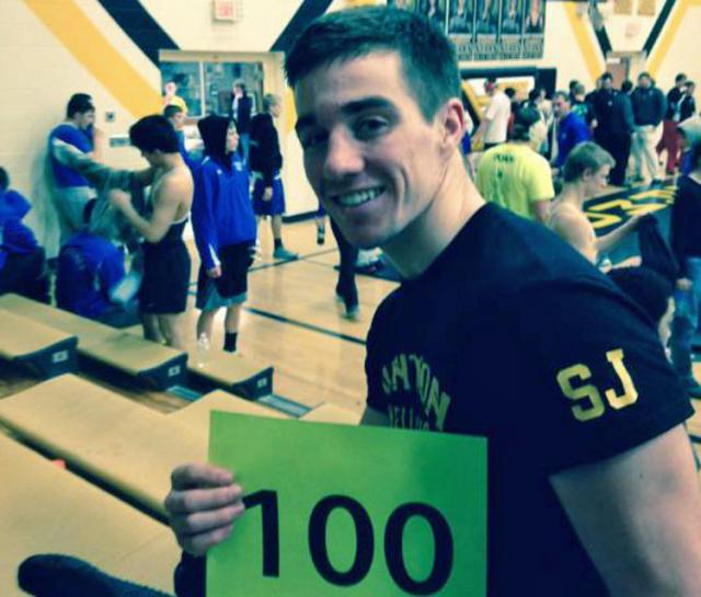 Viking Nick Hyland celebrated his 100th wrestling win Saturday at Starmont.
