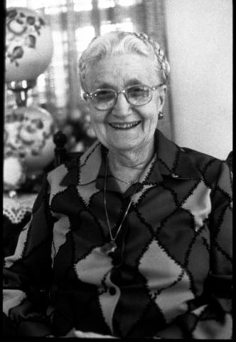 Nira (Primmer) Geiger, Vinton, in her home 1983