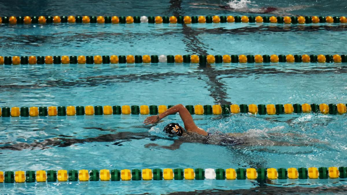 Olivia Schminke swimming her anchor leg of the 200 Freestyle Relay