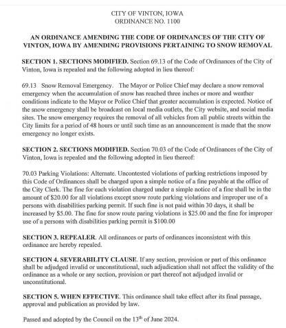 Ordinance 1100