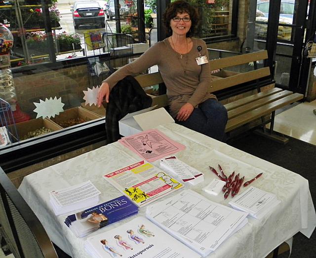 Monica Stark discussed osteoporosis for a few hours on Saturday at Fareway.
