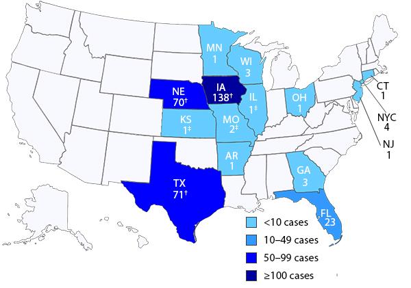 Outbreak map of cyclospora