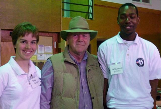 Mayor's Day: NCCC members Julia Sanders and Bellille Wilkinson join John Watson in Vinton.
