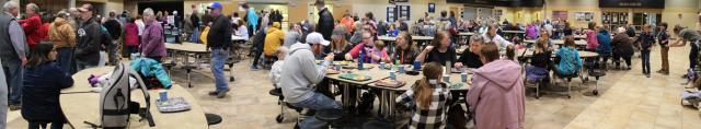 A crowd filled the High School cafeteria on Saturday morning for the Kiwanis Breakfast
