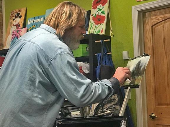 Area Artist Brian Parr shares his painting skills with Pourville Art Studio and Gallery visitors