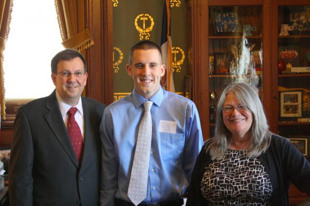 Pictured from left to right are Speaker Paulsen, Andrew Novotny, and Rep. Pettengill.