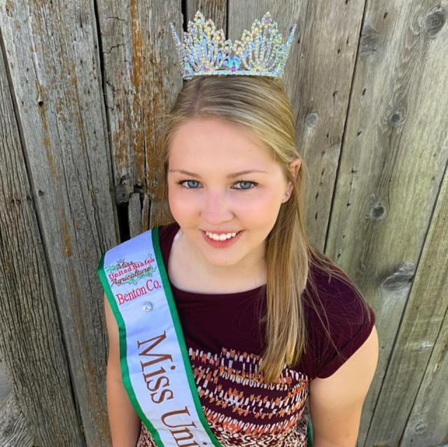 Katelyn Folkmann the 2020 Benton County, Iowa Miss United States Agriculture Caring for those in nee