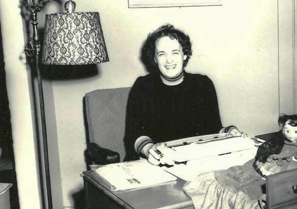 Hope Rogers of Vinton, at her typewriter as she wrote her first book about her grandfather