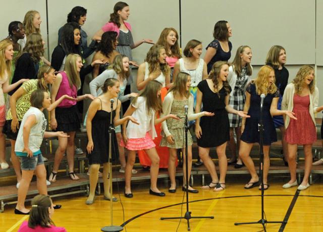 VS Choral Night: Seventh grade girls sing to the boys during 'Reuben and Rachel.'
