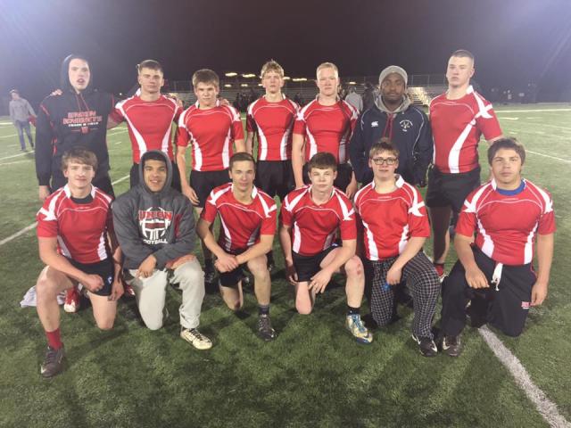 The Wolf Creek Knights pose for a photo after two wins to kick off the 2016 rugby season.